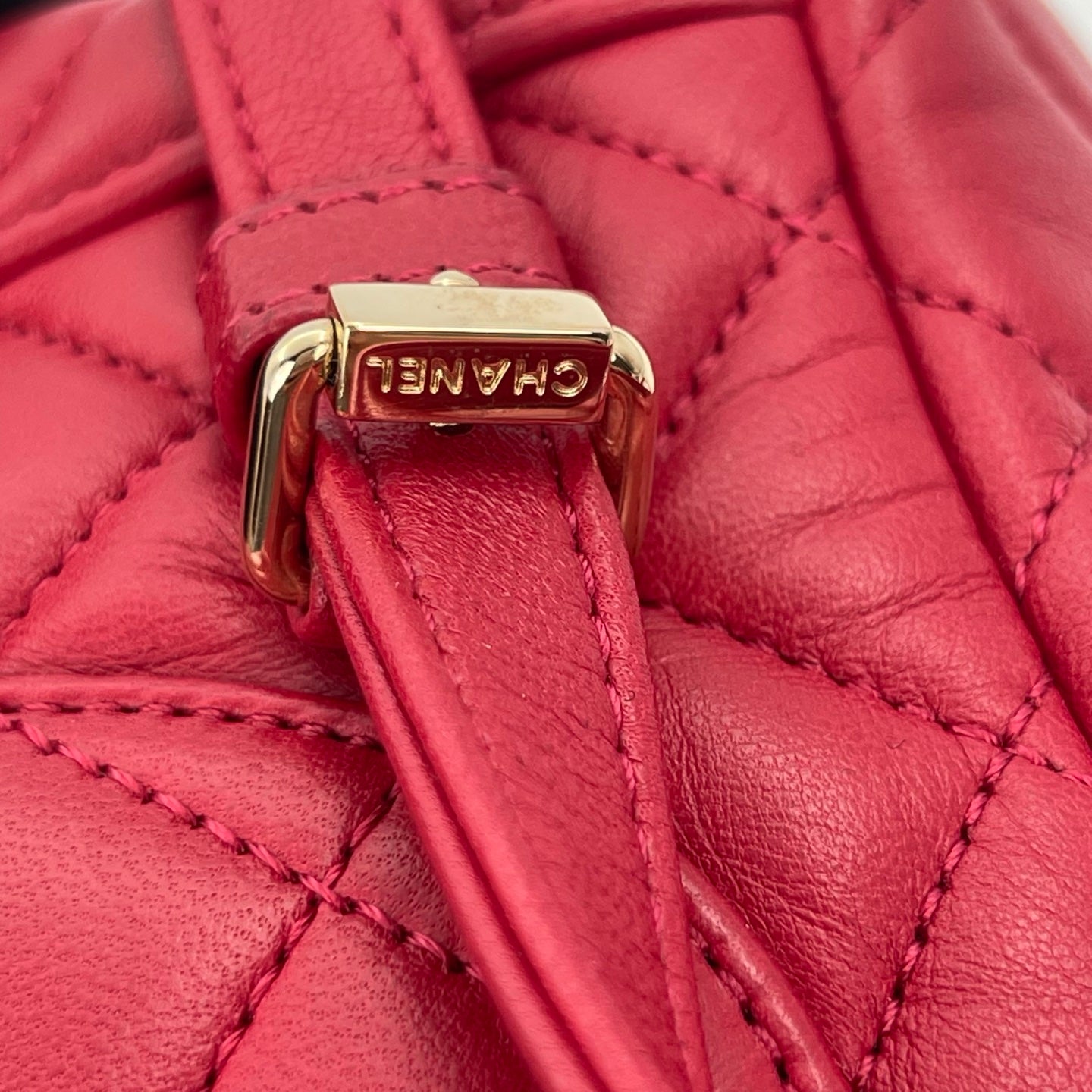 Chanel Red Caviar Leather Chain backpack Bag Silver Hardware [Used]