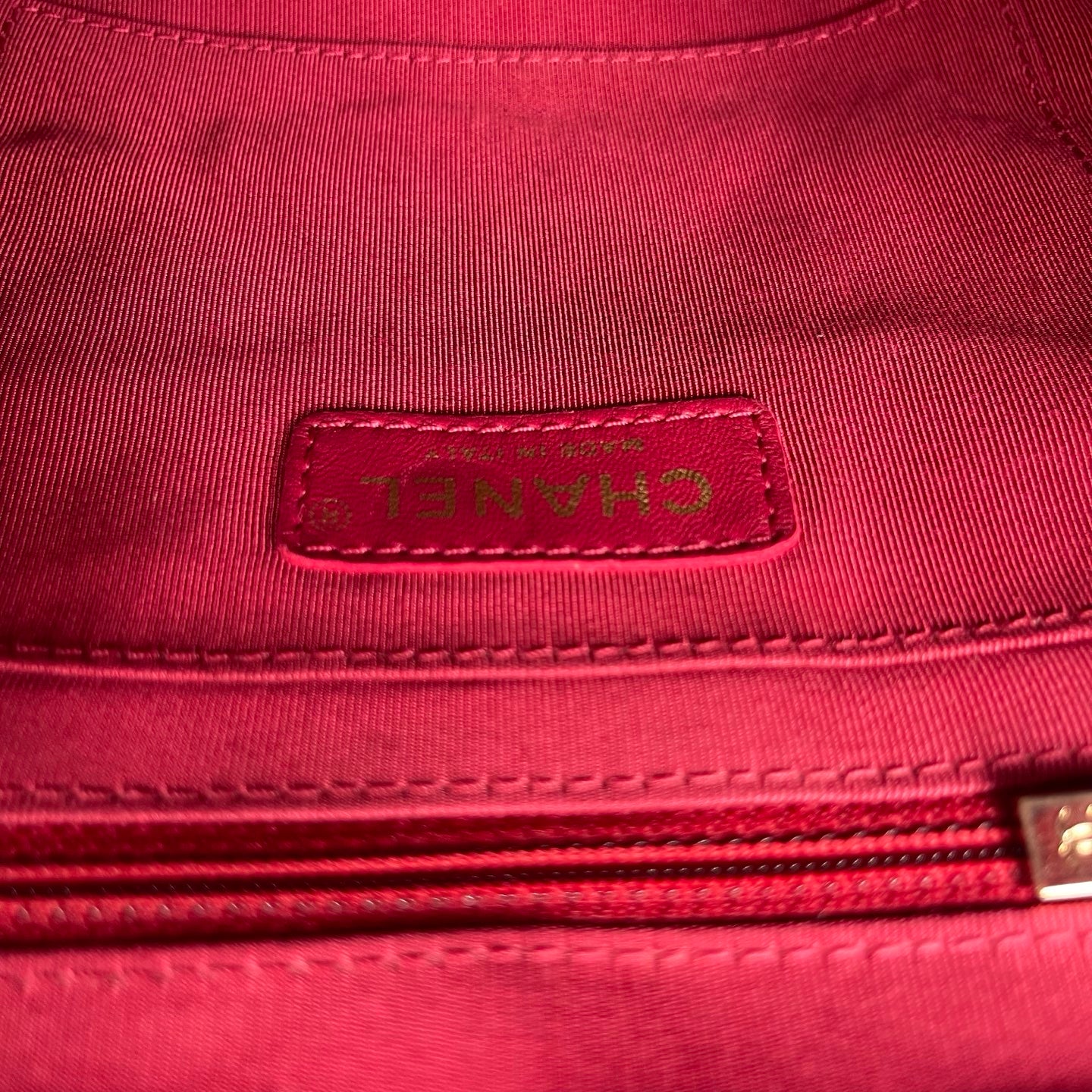 Chanel Red Caviar Leather Chain backpack Bag Silver Hardware [Used]