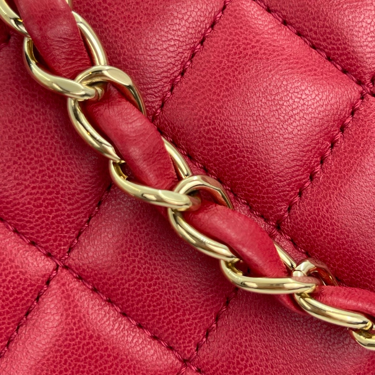 Chanel Red Caviar Leather Chain backpack Bag Silver Hardware [Used]