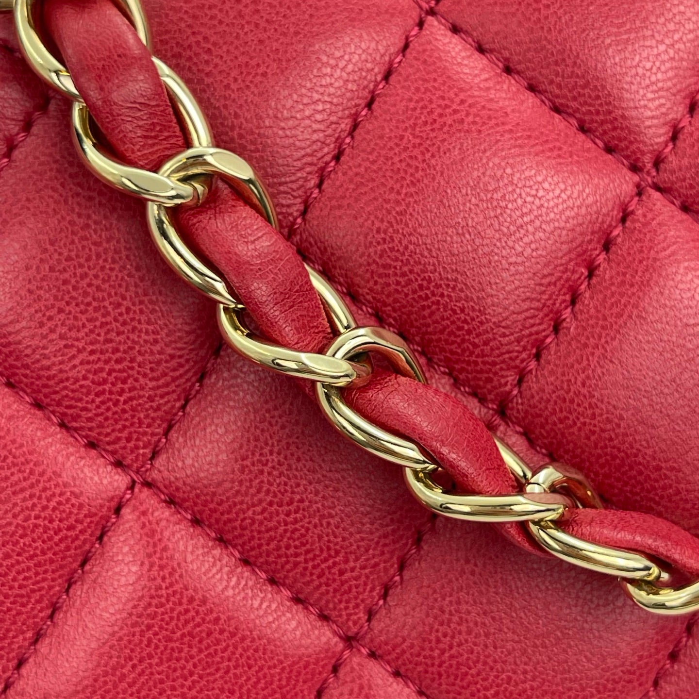 Chanel Red Caviar Leather Chain backpack Bag Silver Hardware [Used]