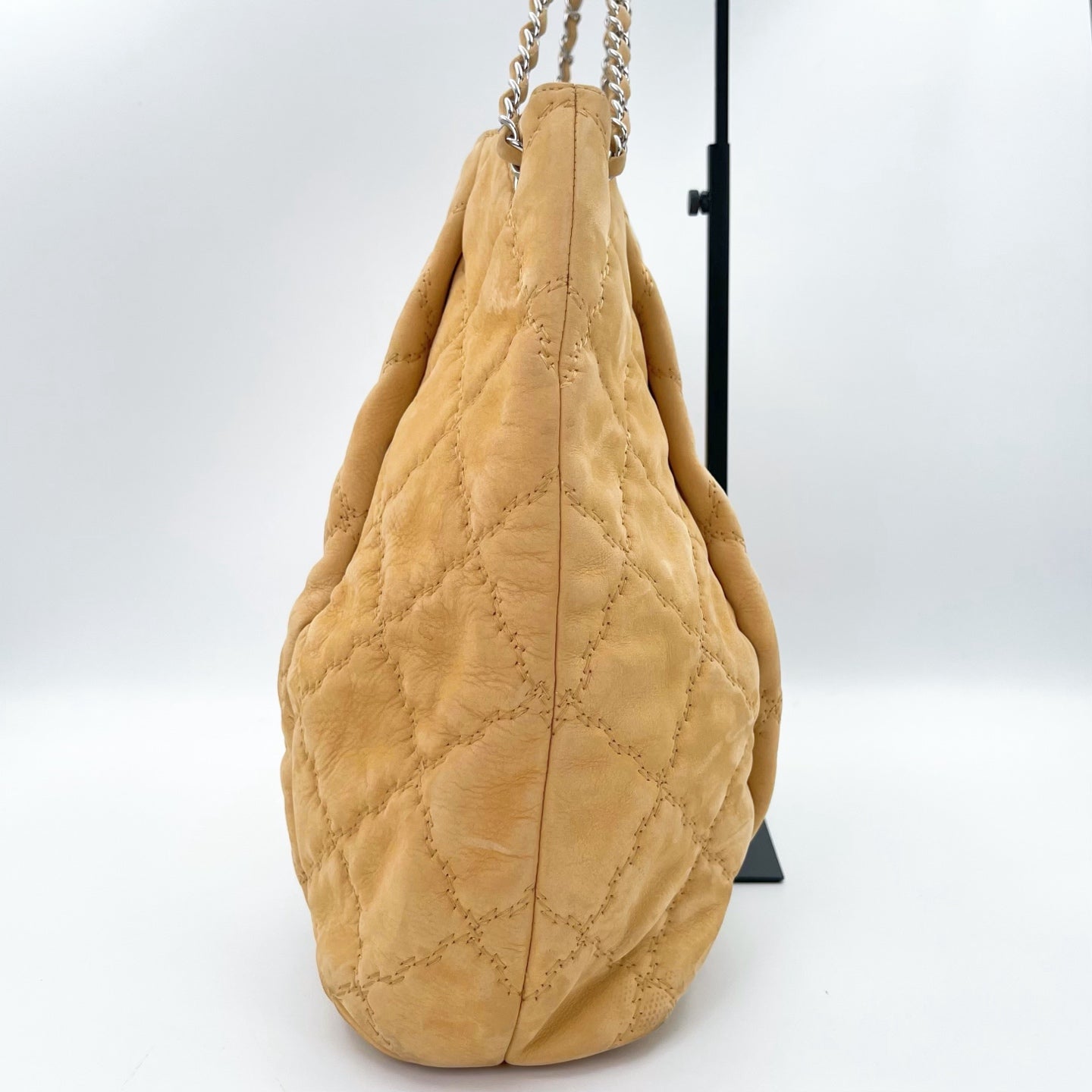 Chanel Oat Beige Calfskin Hobo Tote Bag [Used]