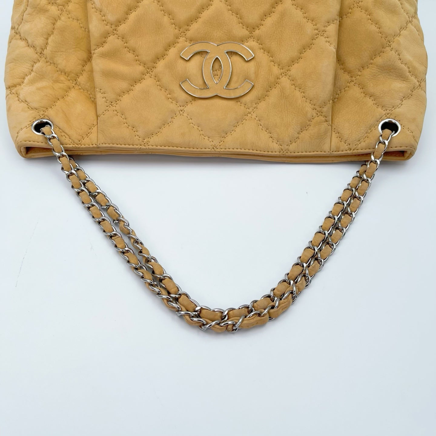 Chanel Oat Beige Calfskin Hobo Tote Bag [Used]