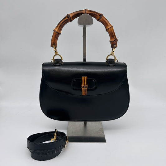 Gucci Black Box Leather Bamboo Medium 2Way Bag [Used]