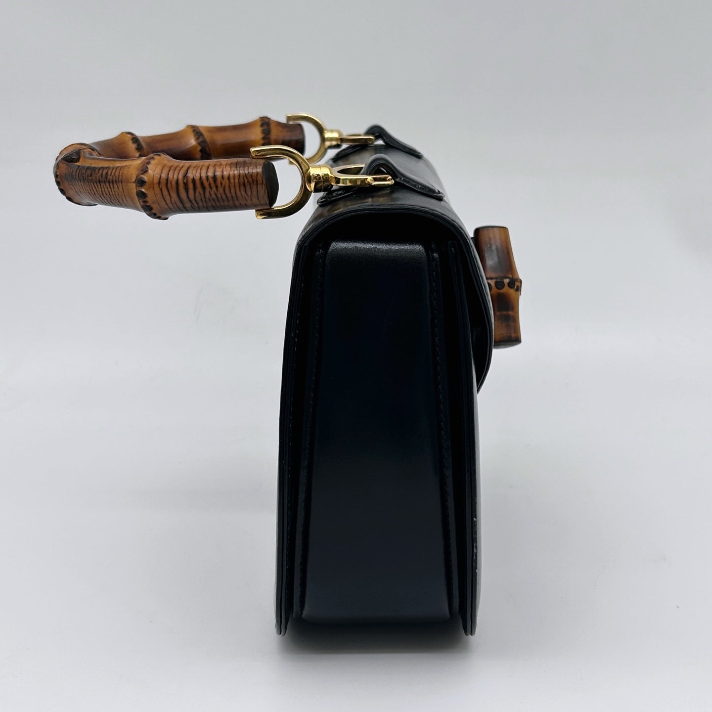 Gucci Black Box Leather Bamboo Medium 2Way Bag [Used]