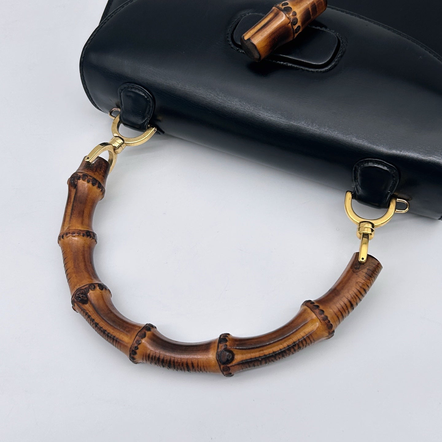 Gucci Black Box Leather Bamboo Medium 2Way Bag [Used]