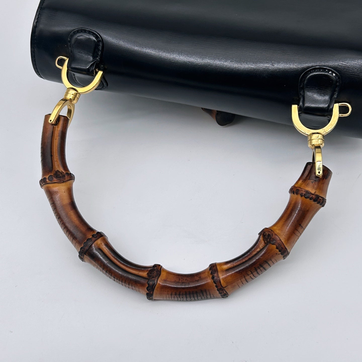 Gucci Black Box Leather Bamboo Medium 2Way Bag [Used]