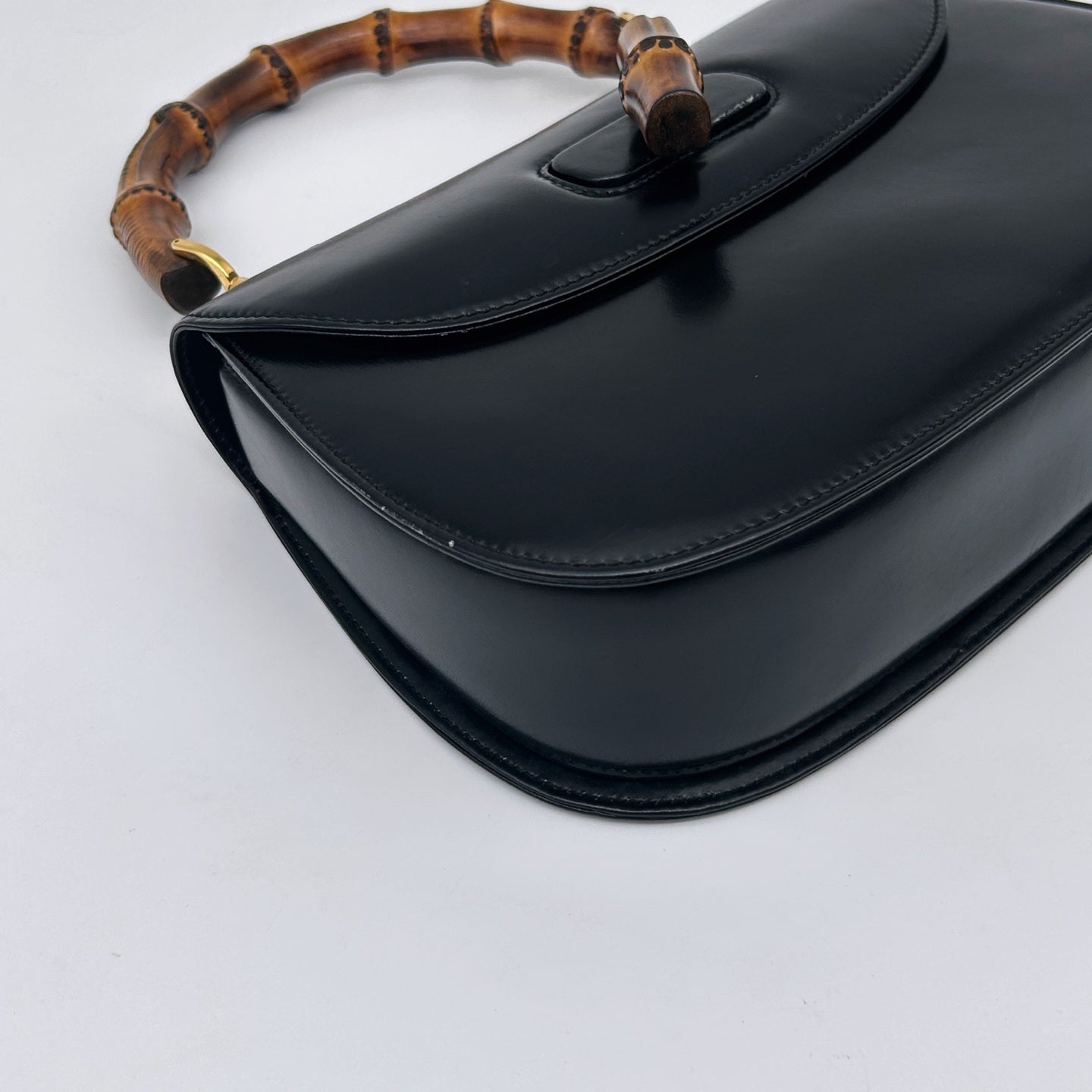 Gucci Black Box Leather Bamboo Medium 2Way Bag [Used]