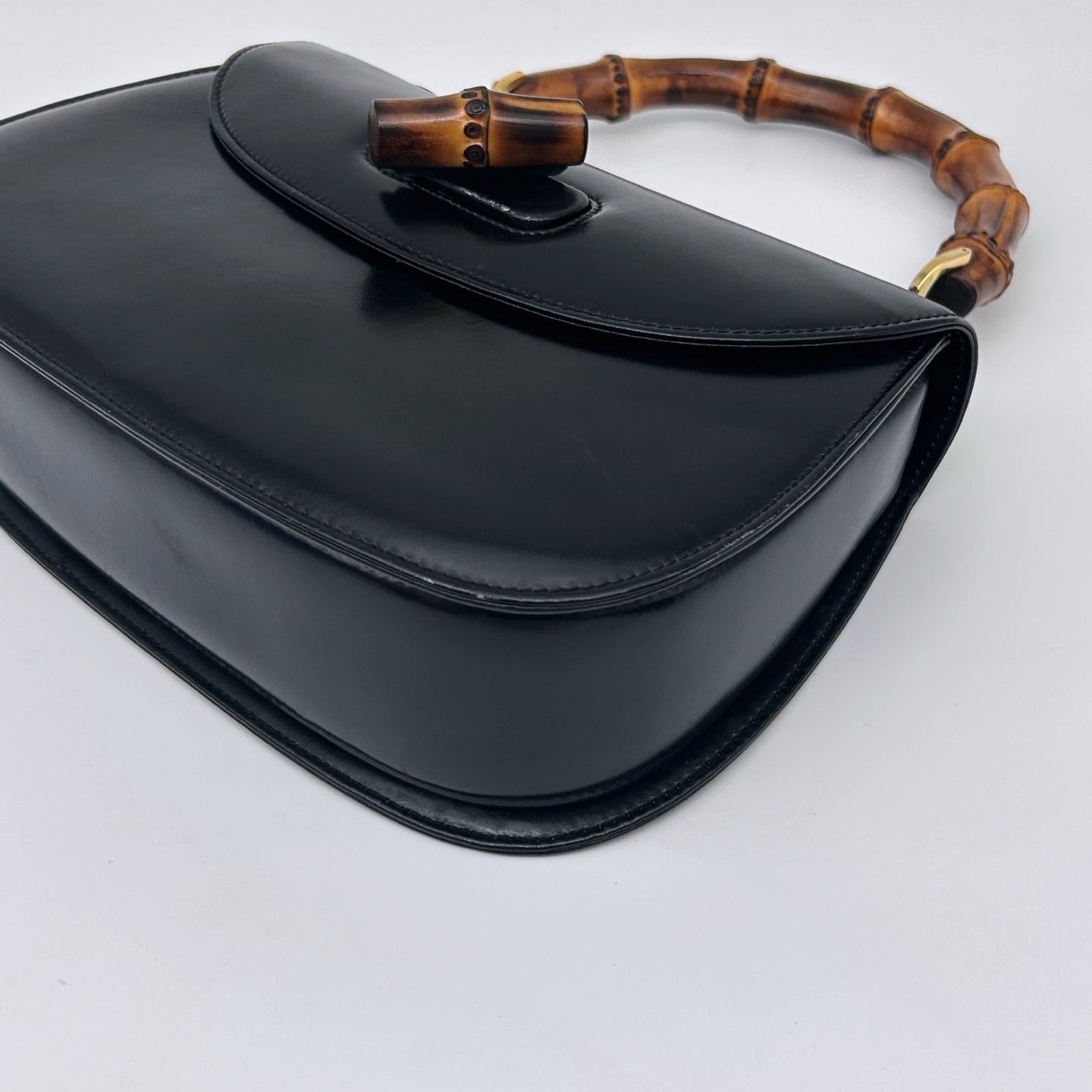 Gucci Black Box Leather Bamboo Medium 2Way Bag [Used]