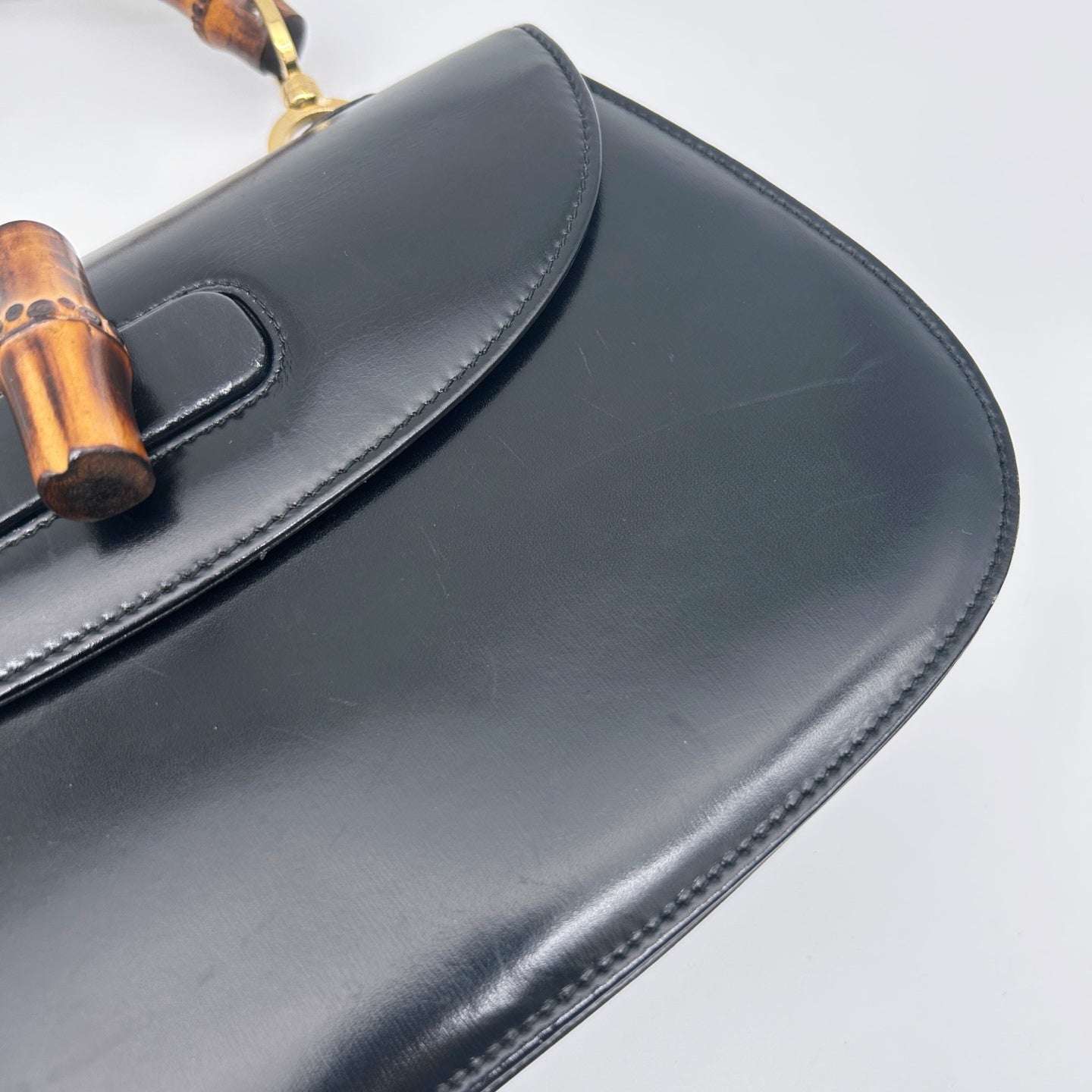 Gucci Black Box Leather Bamboo Medium 2Way Bag [Used]