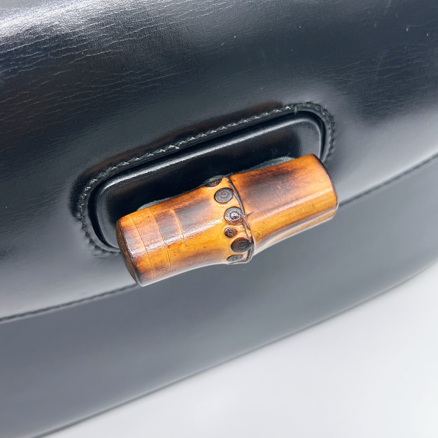 Gucci Black Box Leather Bamboo Medium 2Way Bag [Used]