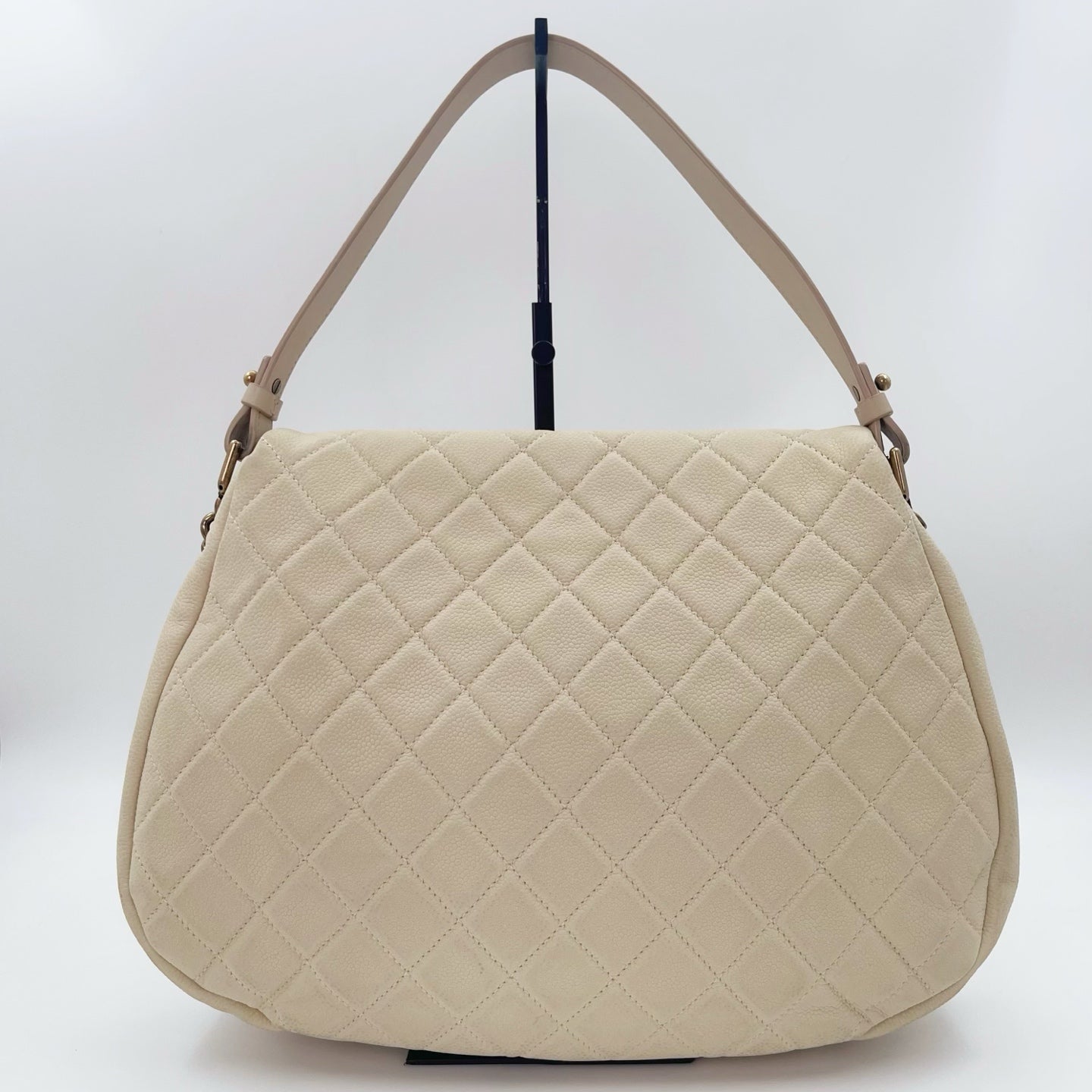 Chanel Cloud Tote Beige Calfskin Aged Gold CC 2Way Large Tote [Used]