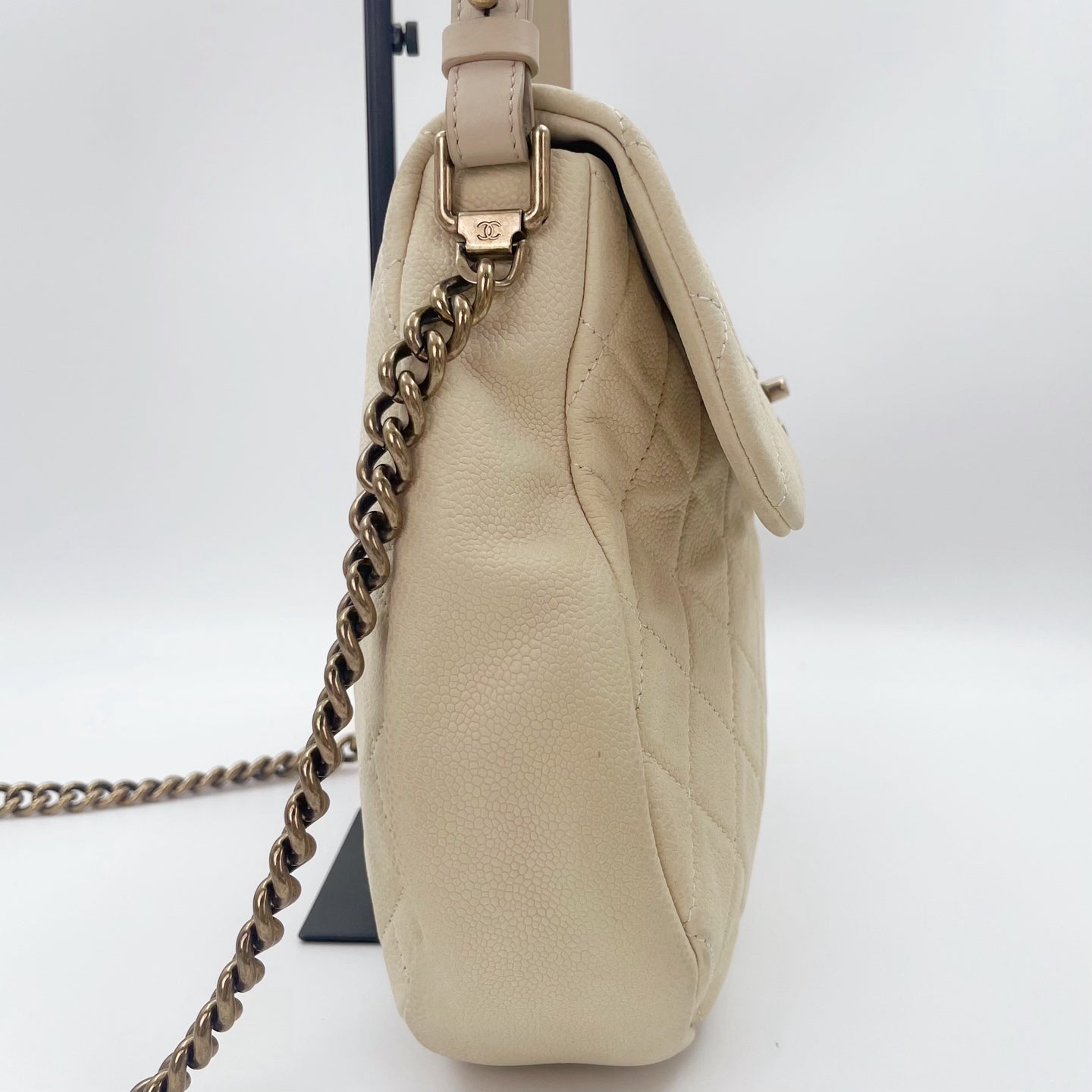 Chanel Cloud Tote Beige Calfskin Aged Gold CC 2Way Large Tote [Used]