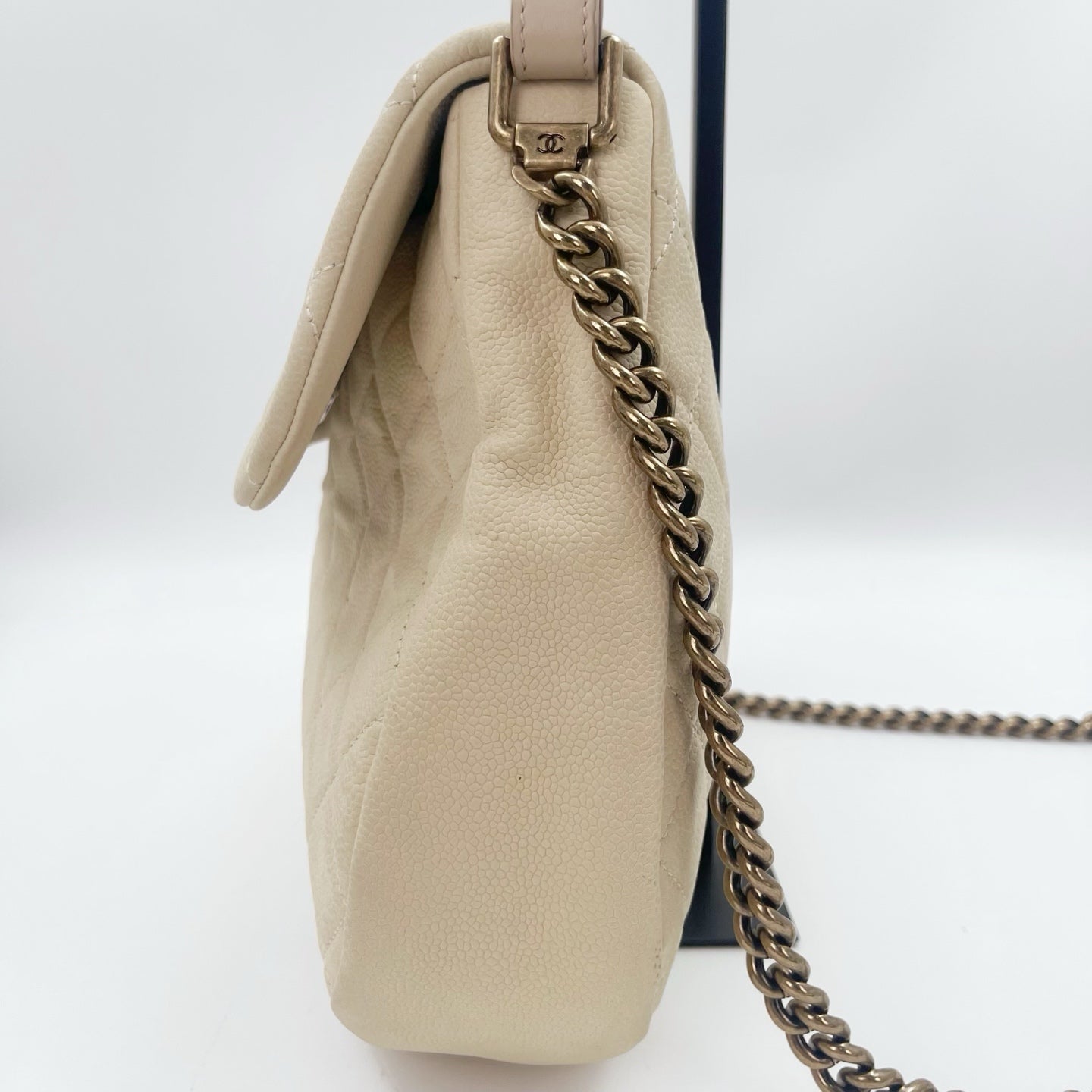 Chanel Cloud Tote Beige Calfskin Aged Gold CC 2Way Large Tote [Used]