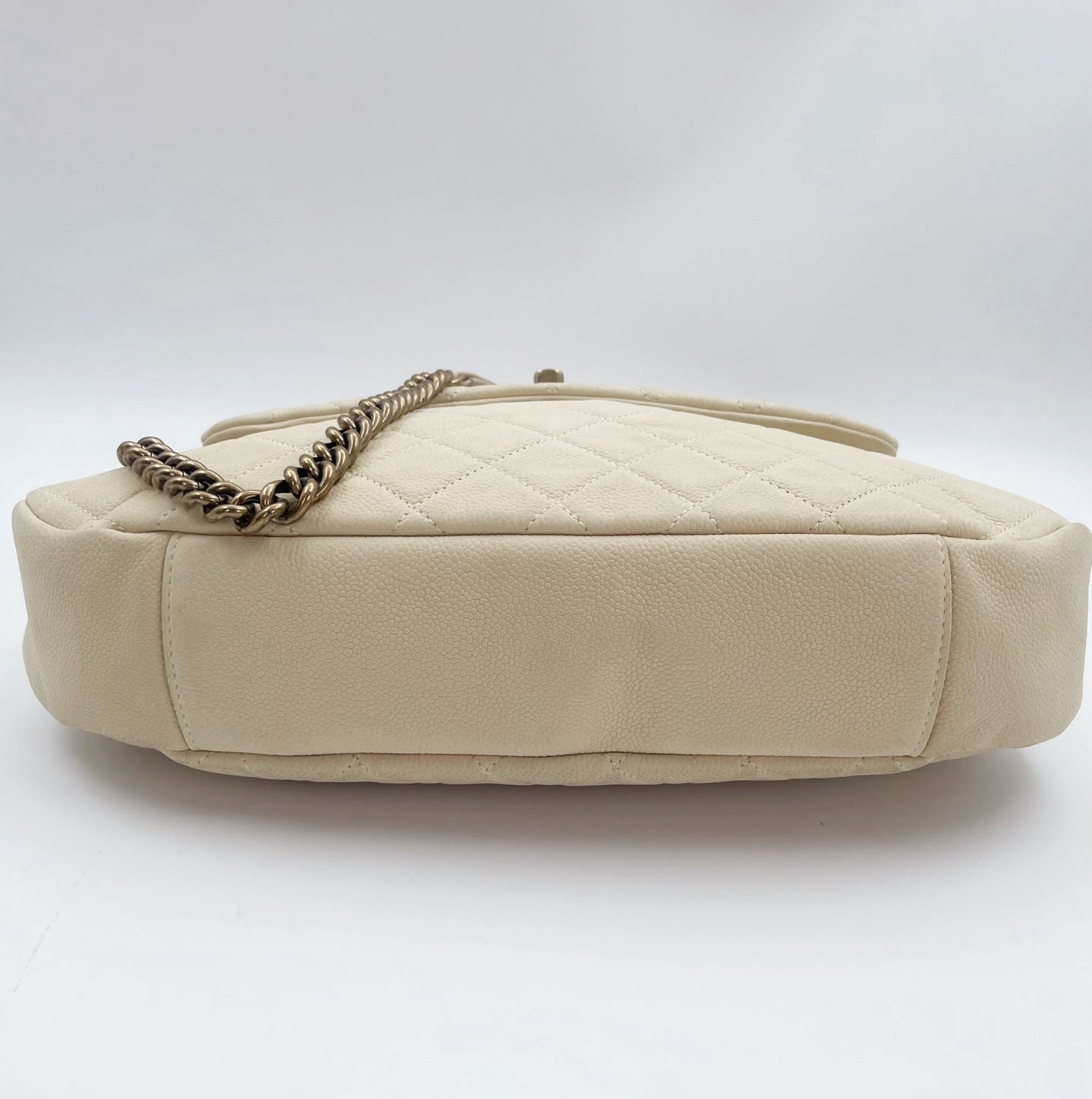 Chanel Cloud Tote Beige Calfskin Aged Gold CC 2Way Large Tote [Used]