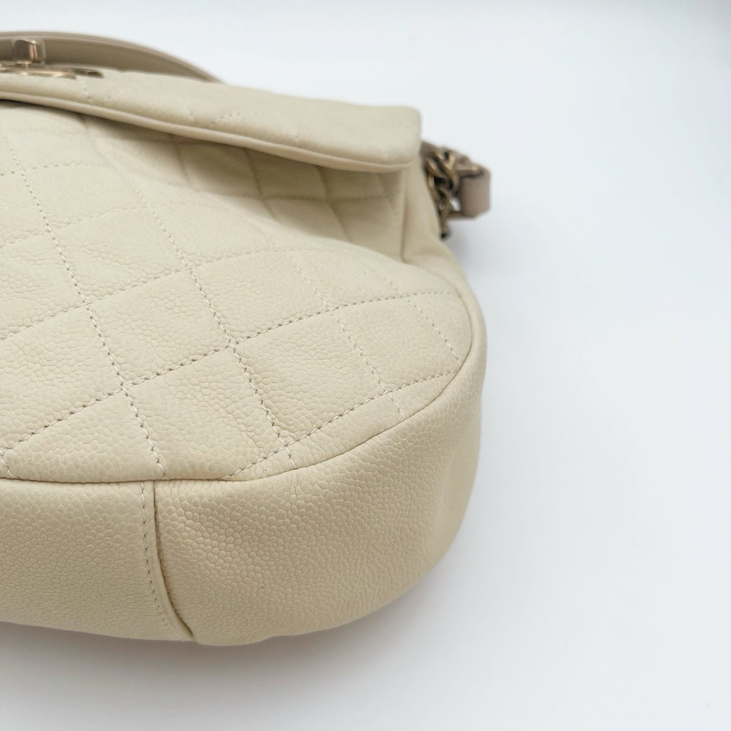 Chanel Cloud Tote Beige Calfskin Aged Gold CC 2Way Large Tote [Used]