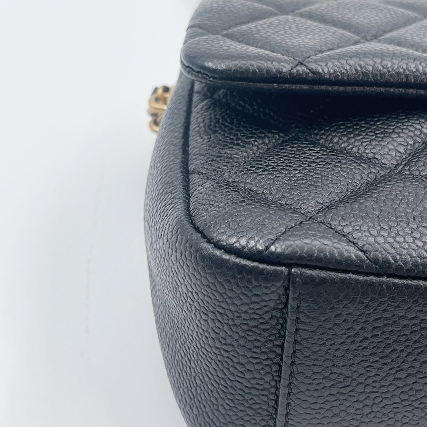 Chanel Classic Flap Black Caviar Leather Gold CC Coin Charm Square Mini Bag [Used]