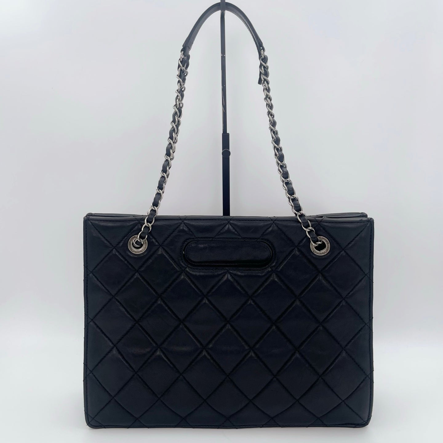 Chanel 2.55 Black Lambskin Chain Tote Bag [Used]