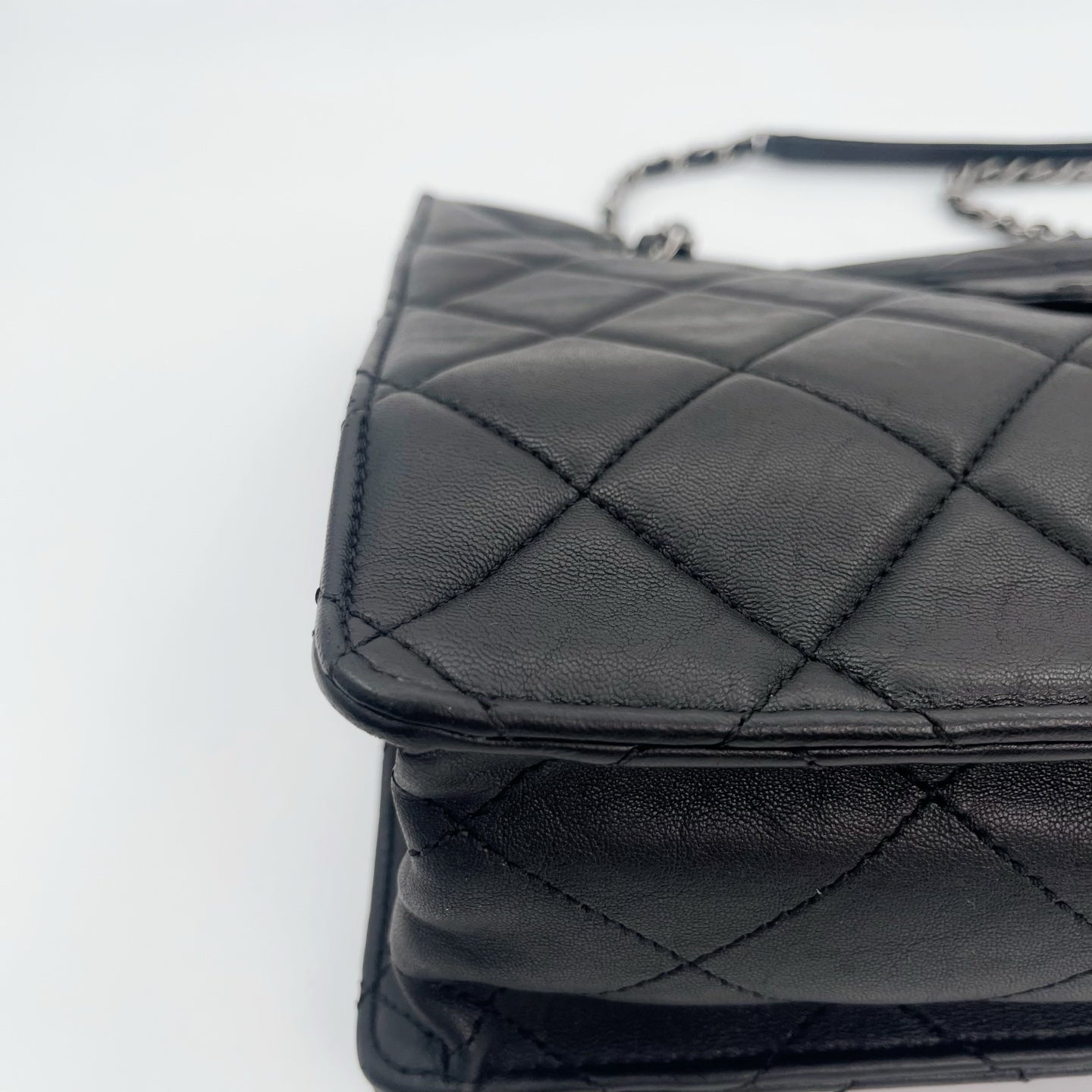 Chanel 2.55 Black Lambskin Chain Tote Bag [Used]