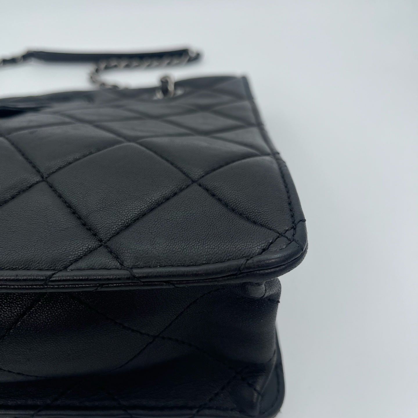 Chanel 2.55 Black Lambskin Chain Tote Bag [Used]