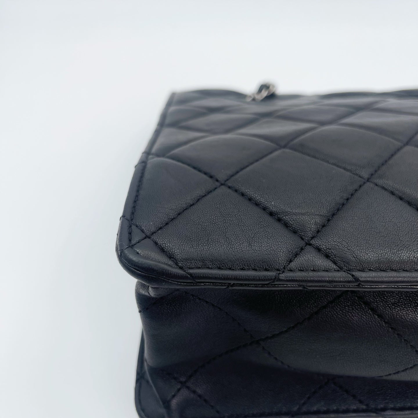 Chanel 2.55 Black Lambskin Chain Tote Bag [Used]