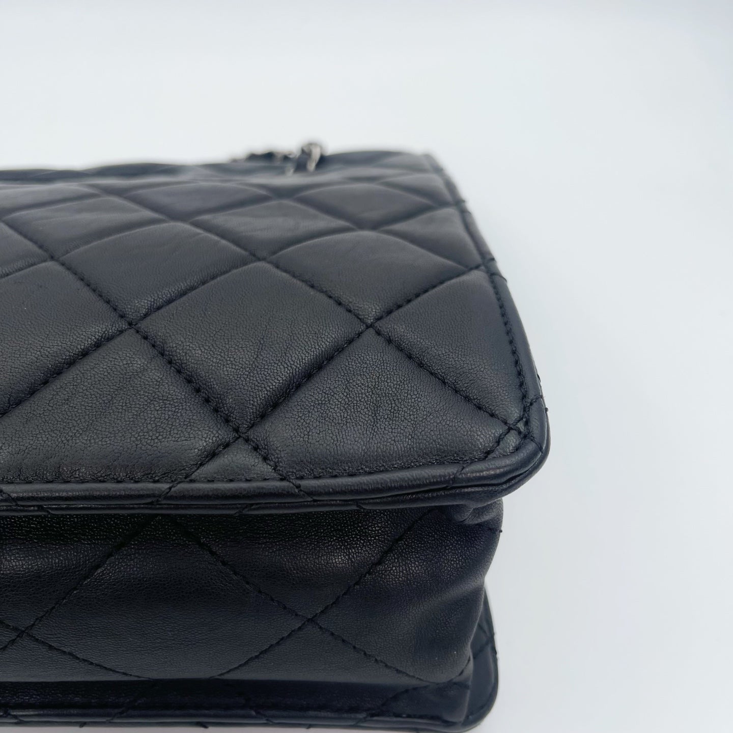 Chanel 2.55 Black Lambskin Chain Tote Bag [Used]