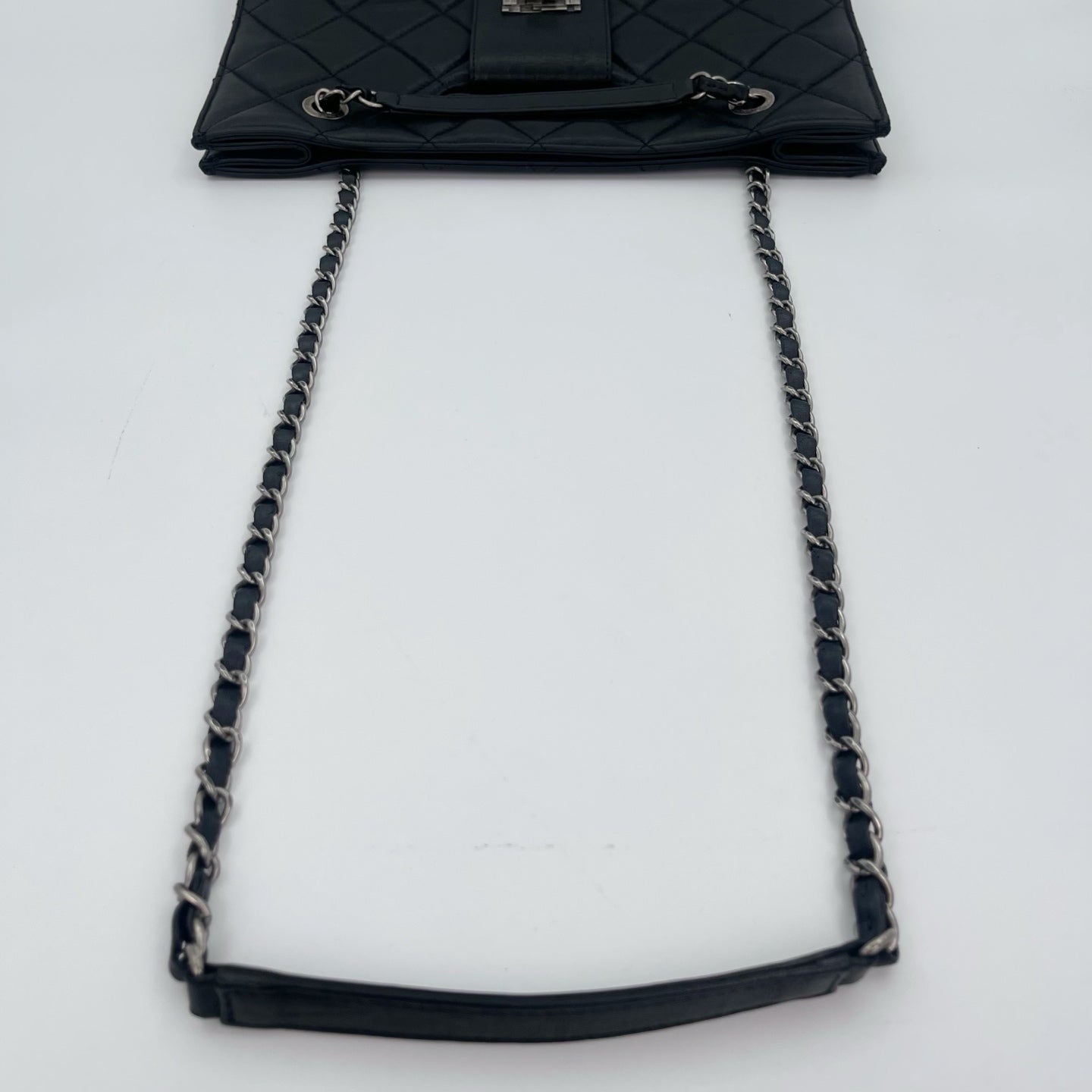 Chanel 2.55 Black Lambskin Chain Tote Bag [Used]