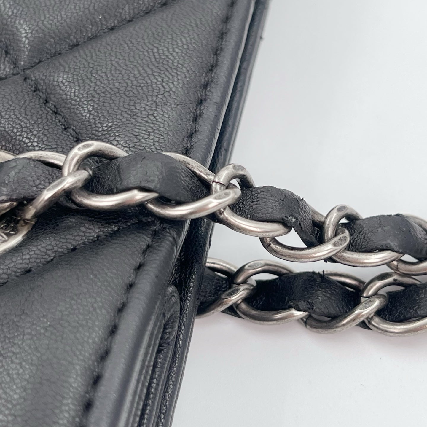 Chanel 2.55 Black Lambskin Chain Tote Bag [Used]