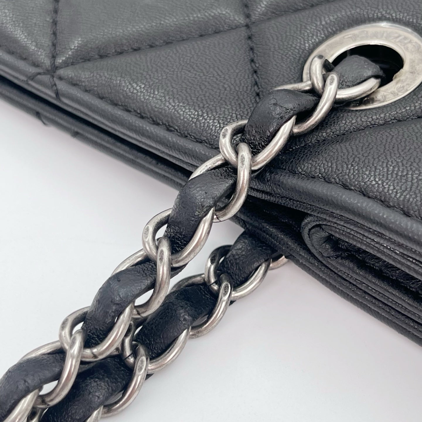 Chanel 2.55 Black Lambskin Chain Tote Bag [Used]