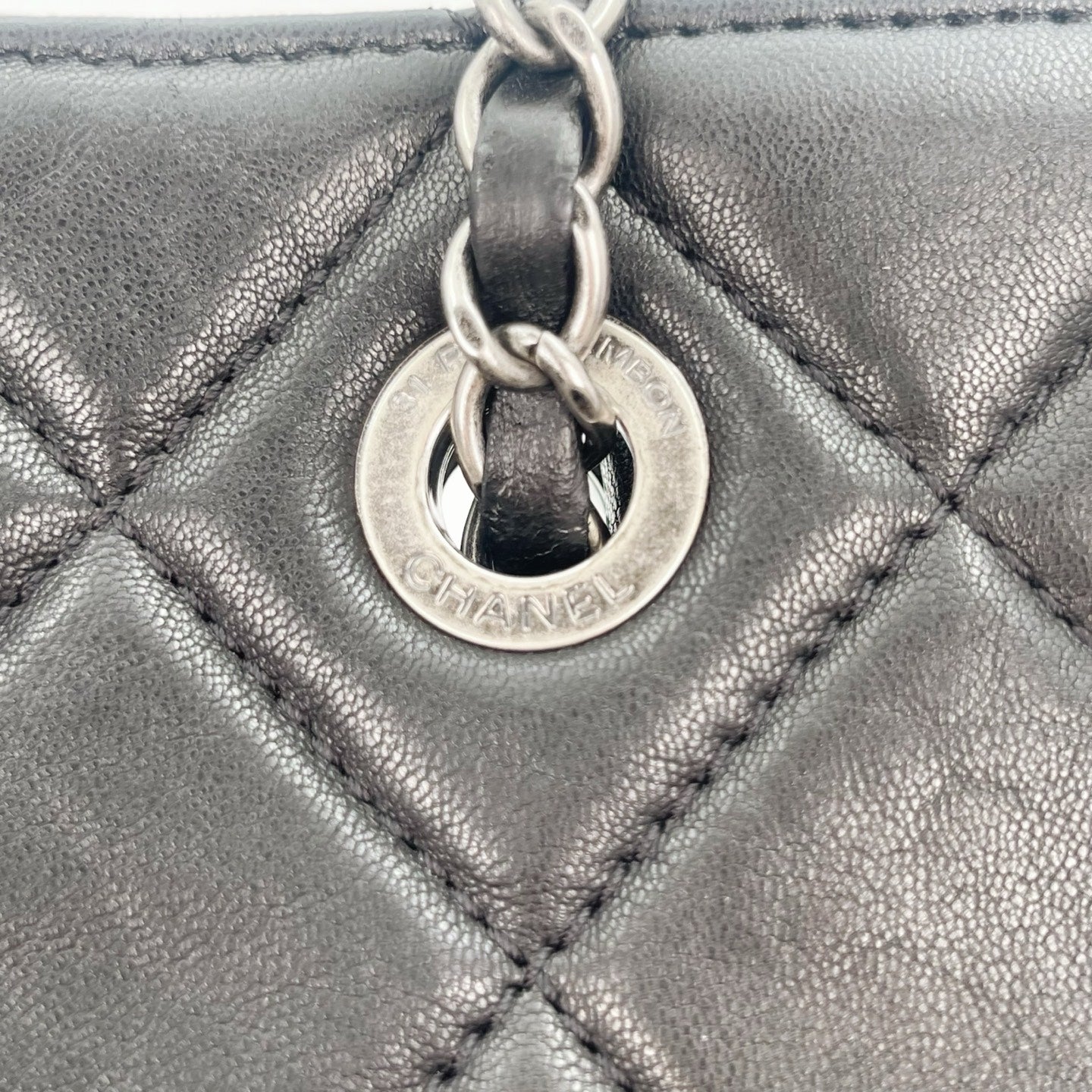 Chanel 2.55 Black Lambskin Chain Tote Bag [Used]