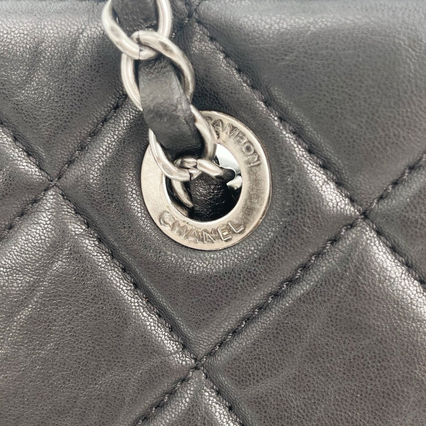 Chanel 2.55 Black Lambskin Chain Tote Bag [Used]