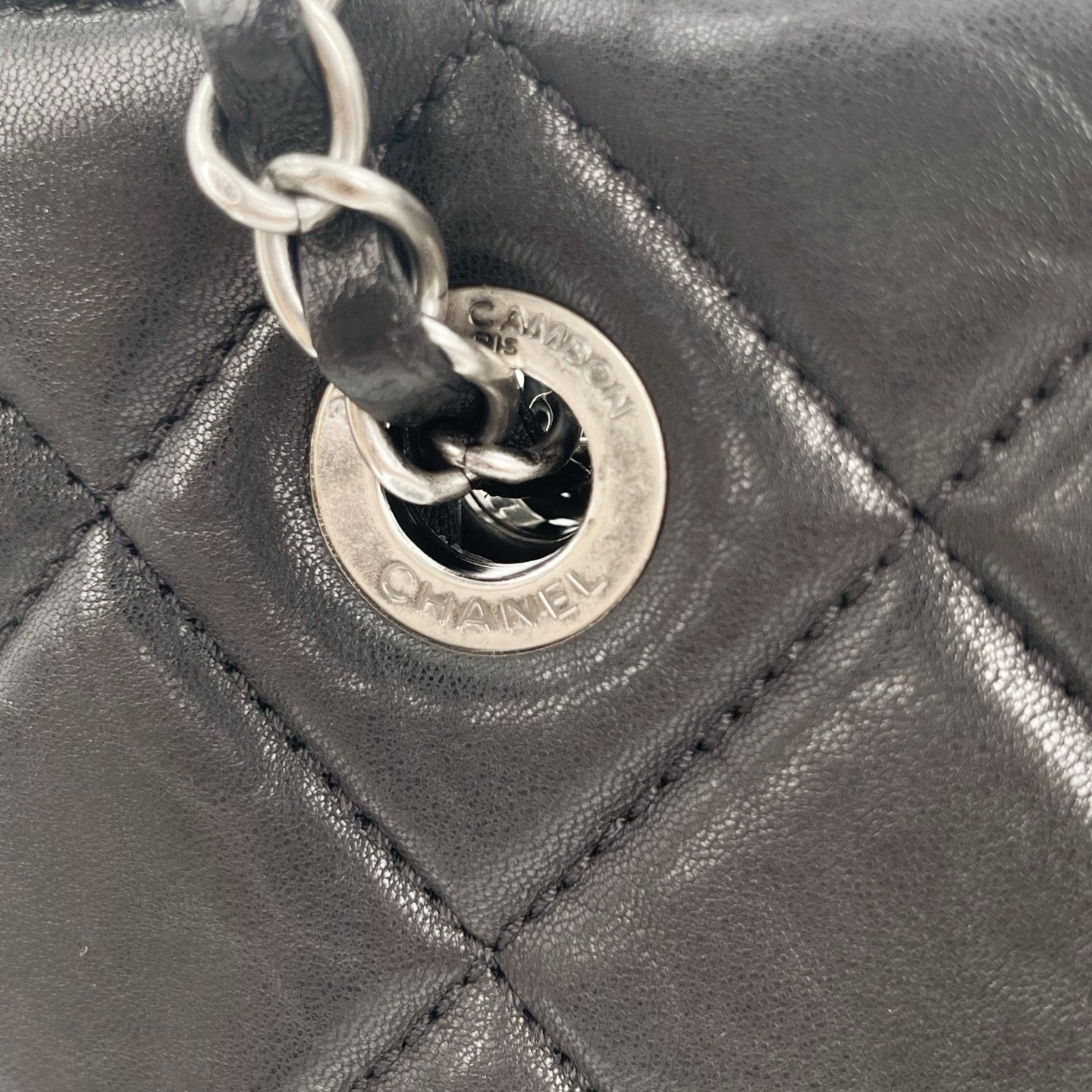 Chanel 2.55 Black Lambskin Chain Tote Bag [Used]