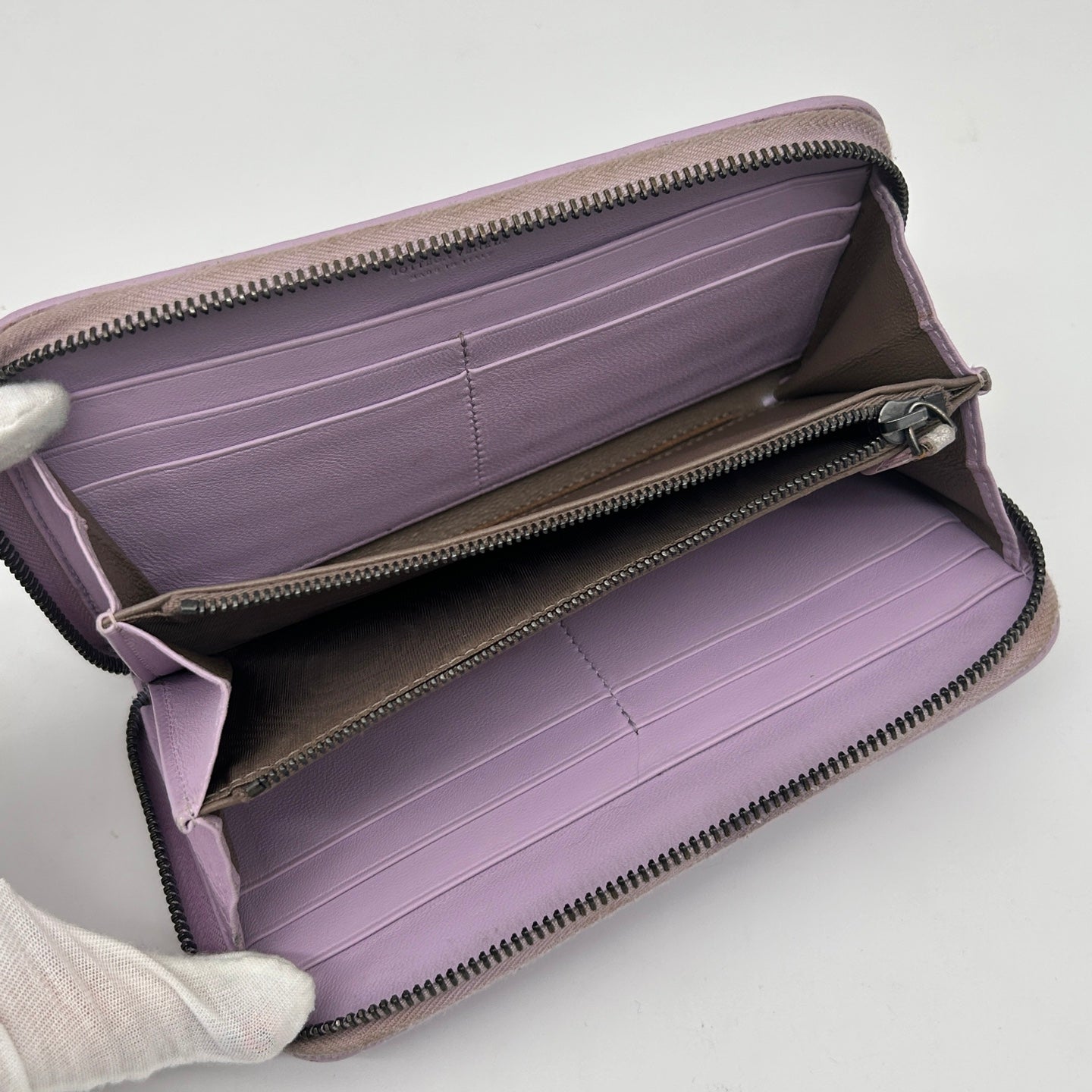 Bottega Veneta Intrecciato Purple Leather Long Wallet [Used]