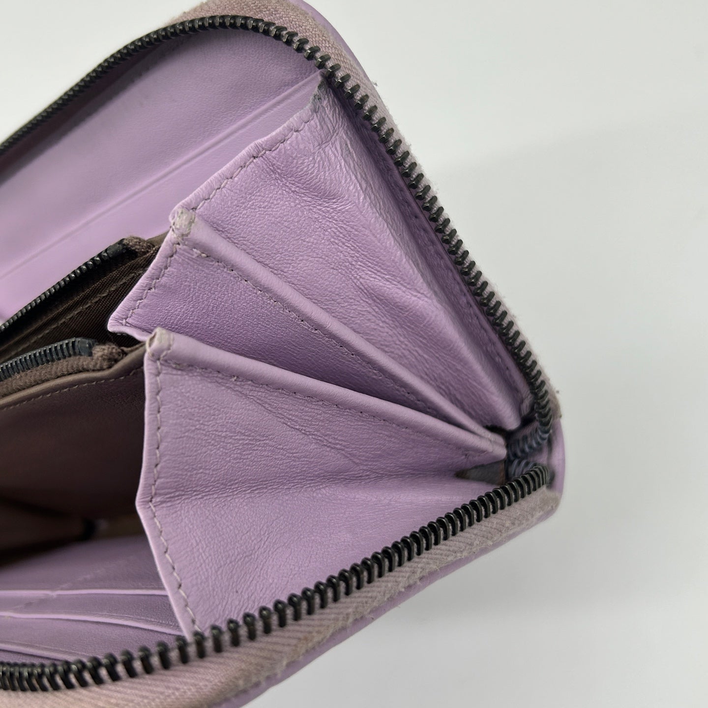 Bottega Veneta Intrecciato Purple Leather Long Wallet [Used]