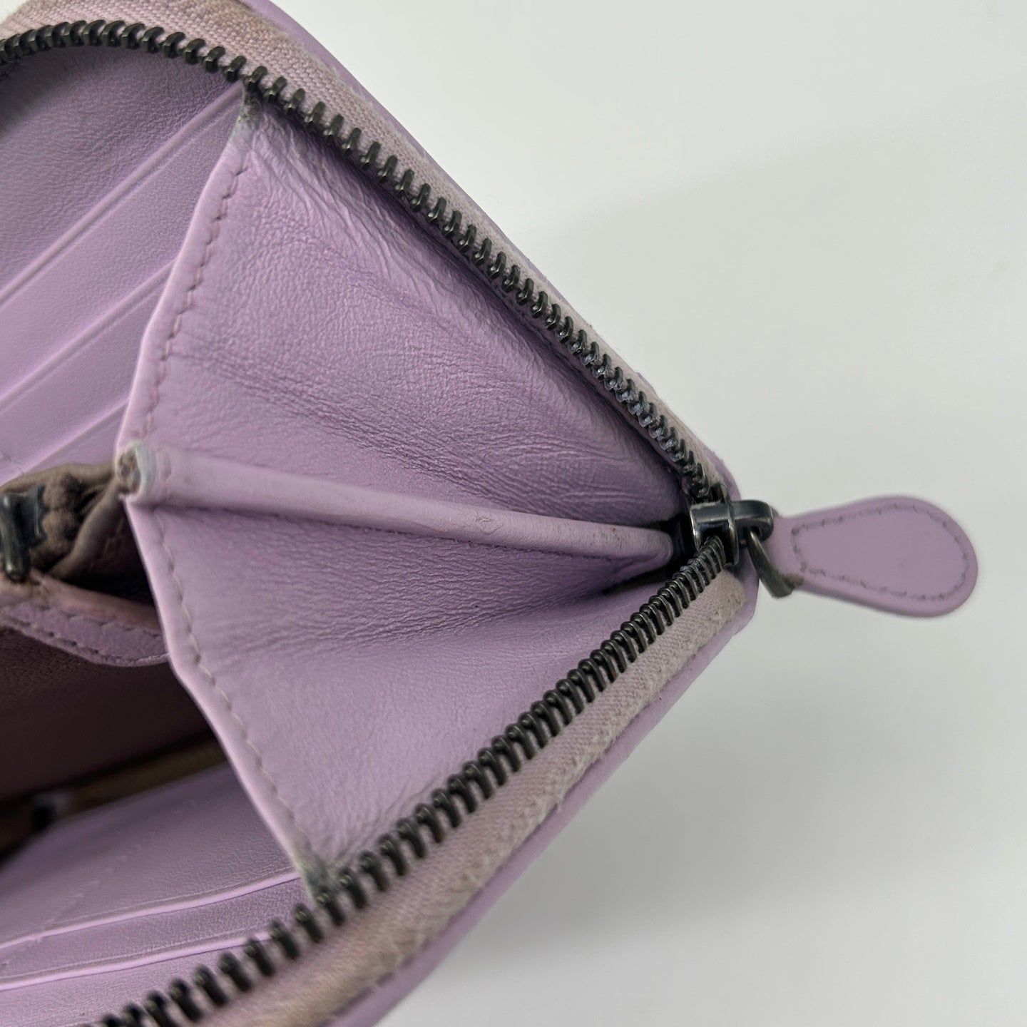 Bottega Veneta Intrecciato Purple Leather Long Wallet [Used]