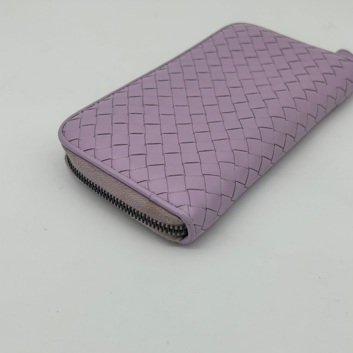 Bottega Veneta Intrecciato Purple Leather Long Wallet [Used]