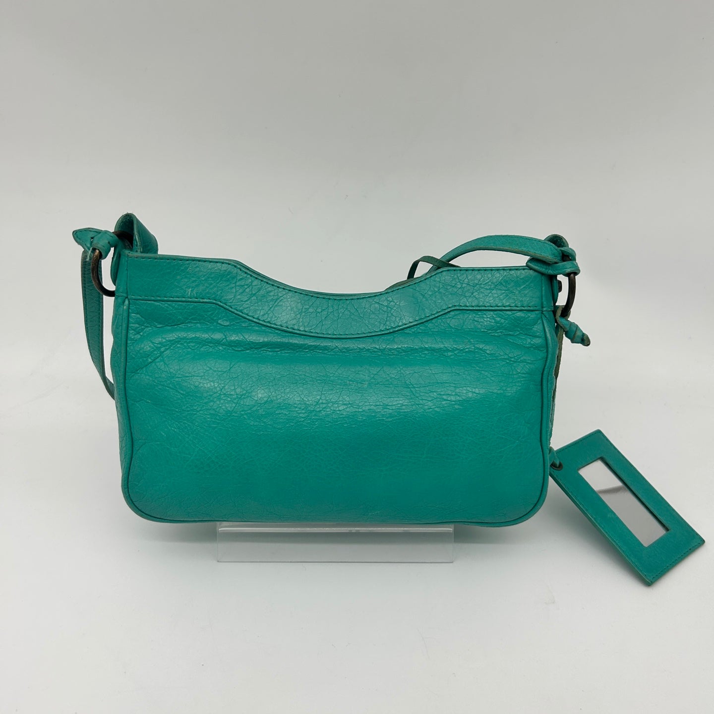 Balenciaga Teal Blue Crinkled Leather Crossbody Bag [Used]