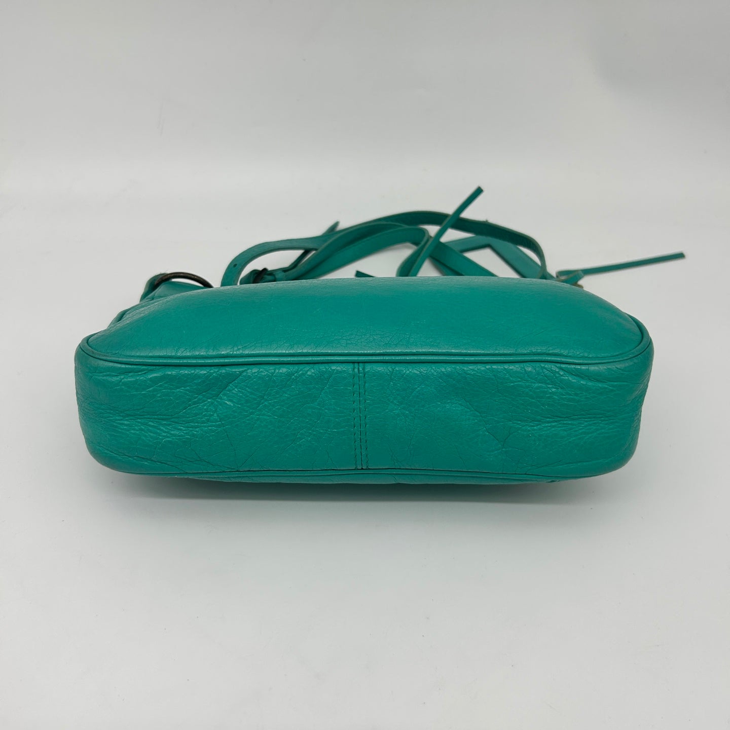 Balenciaga Teal Blue Crinkled Leather Crossbody Bag [Used]