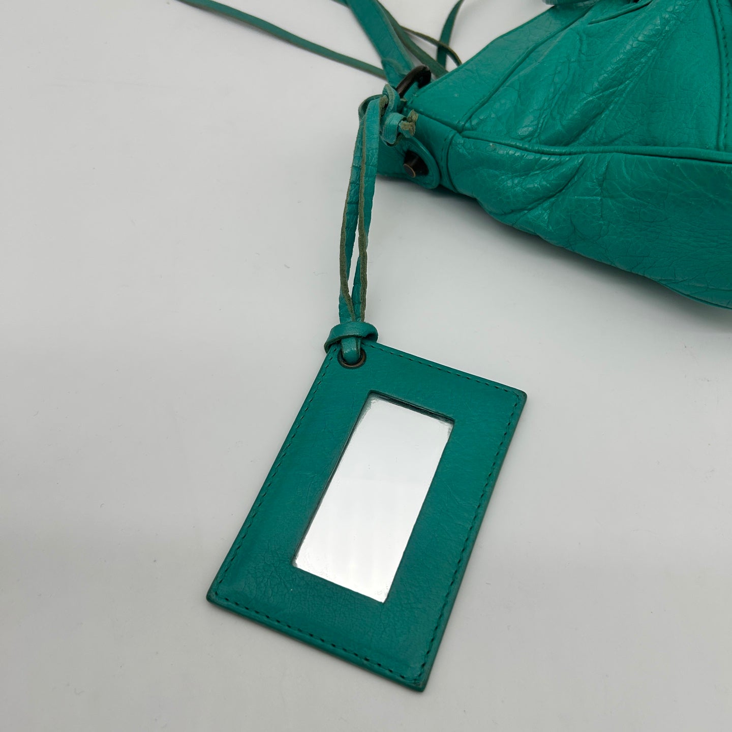 Balenciaga Teal Blue Crinkled Leather Crossbody Bag [Used]