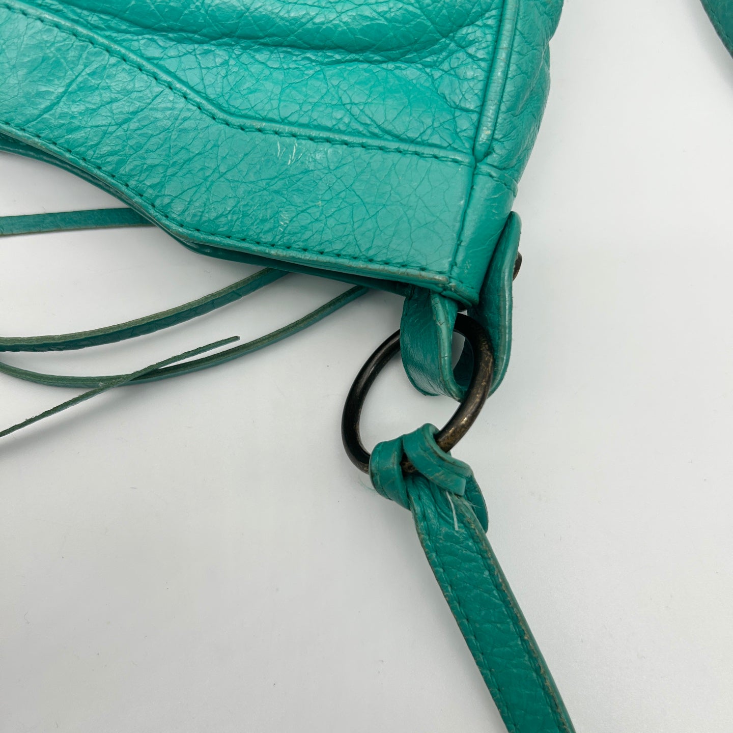Balenciaga Teal Blue Crinkled Leather Crossbody Bag [Used]