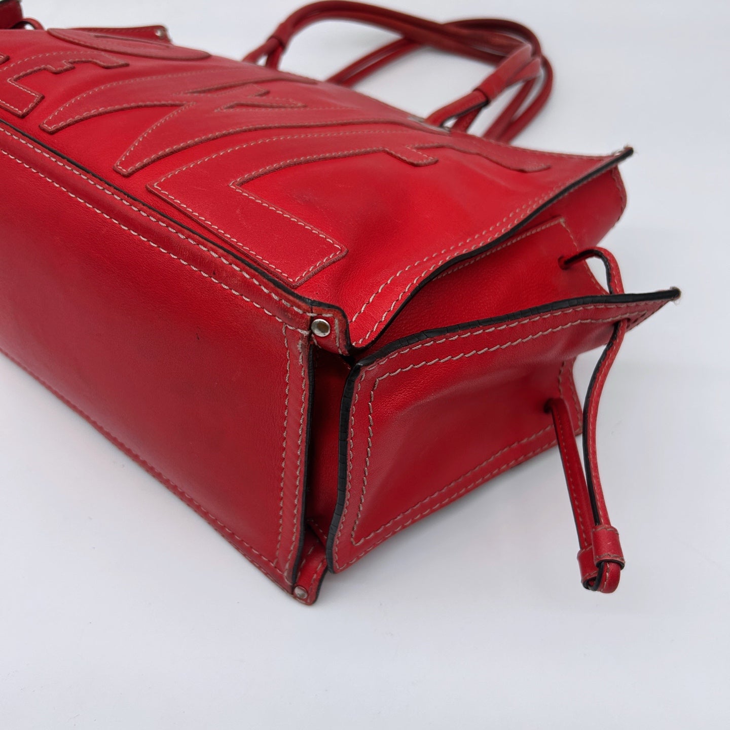 Loewe Red Anagram Leather Shoulder Tote Bag [Used]