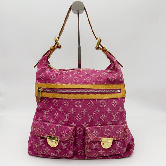 Louis Vuitton Fuchsia Pink Monogram Denim Baggy Shoulder Bag [Used]