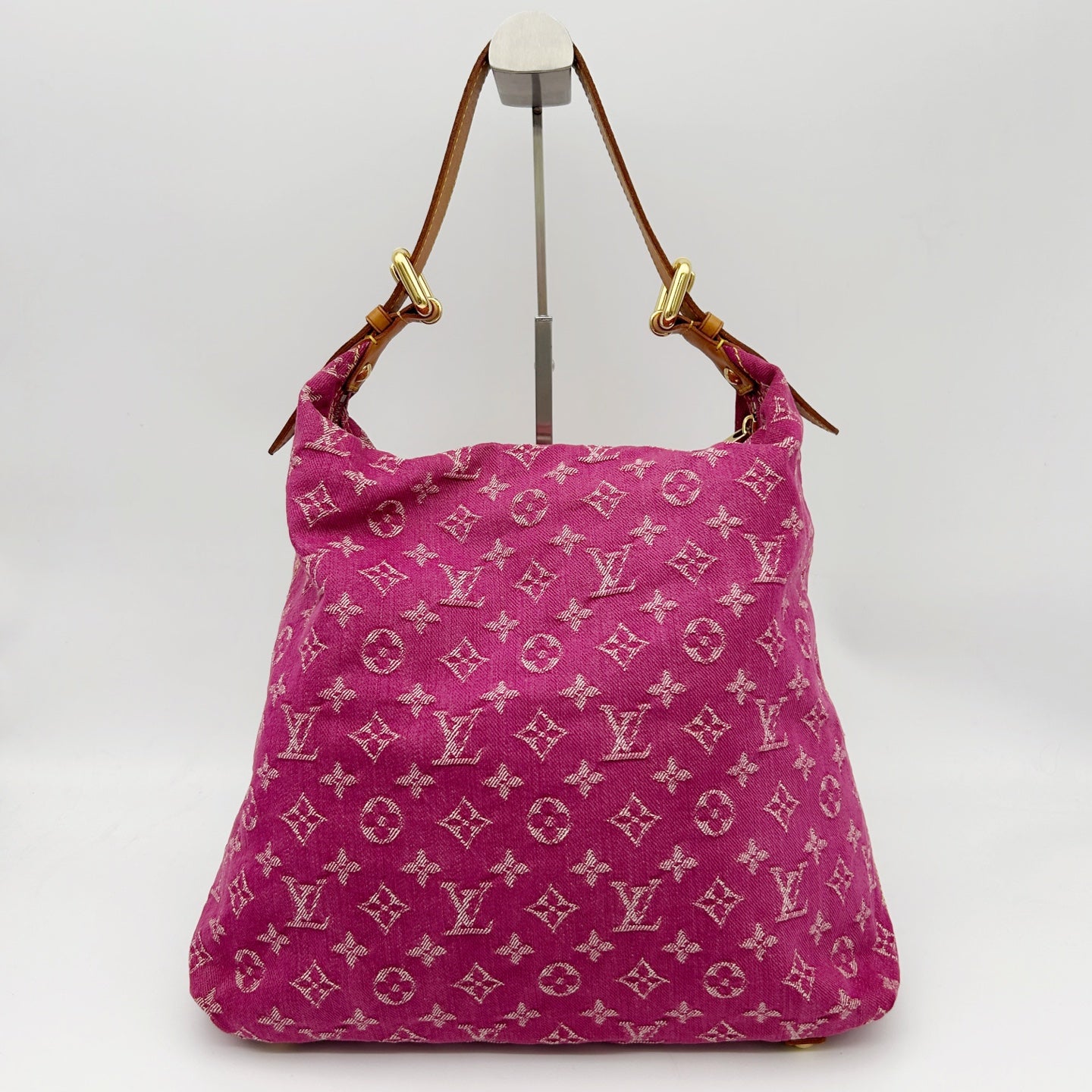 Louis Vuitton Fuchsia Pink Monogram Denim Baggy Shoulder Bag [Used]