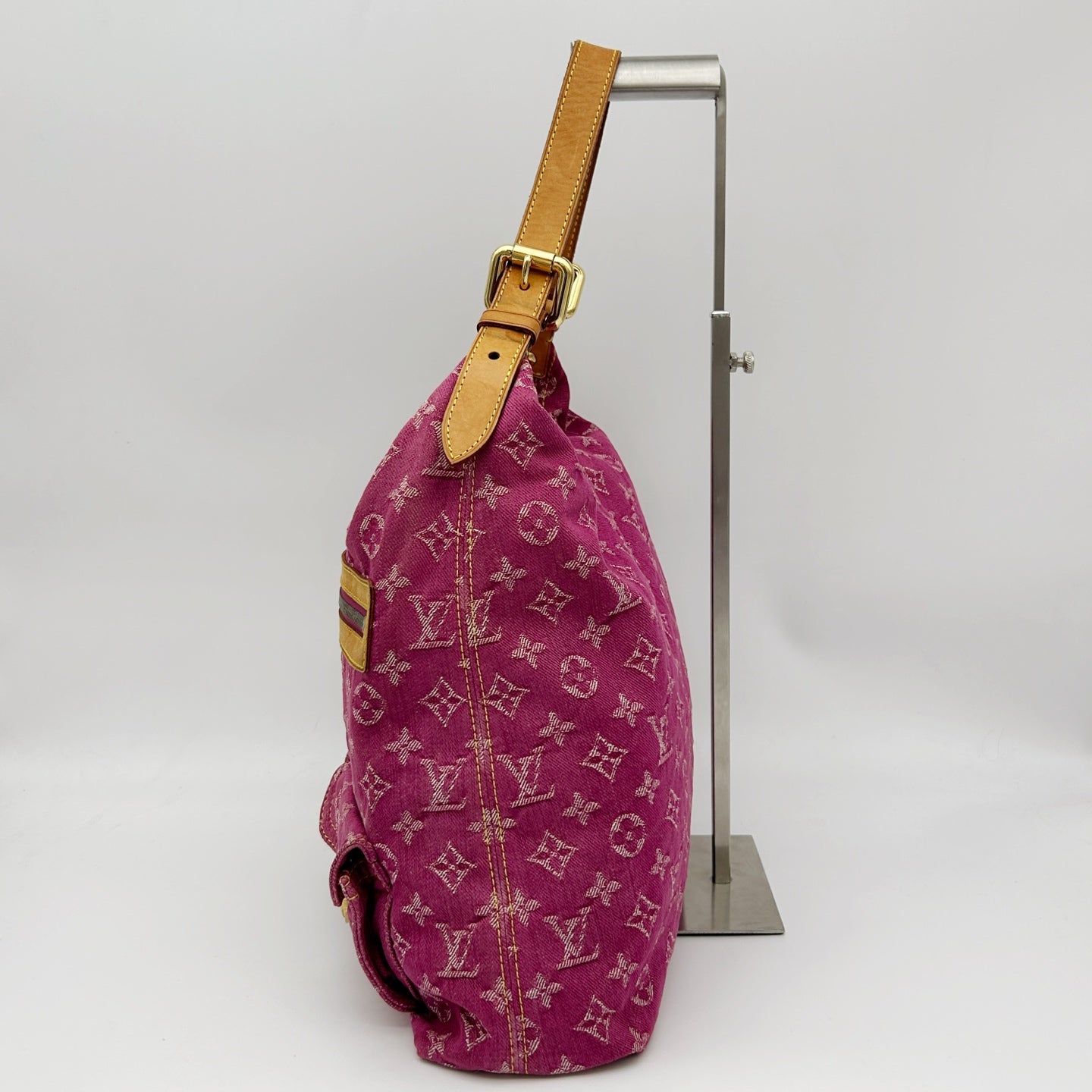 Louis Vuitton Fuchsia Pink Monogram Denim Baggy Shoulder Bag [Used]