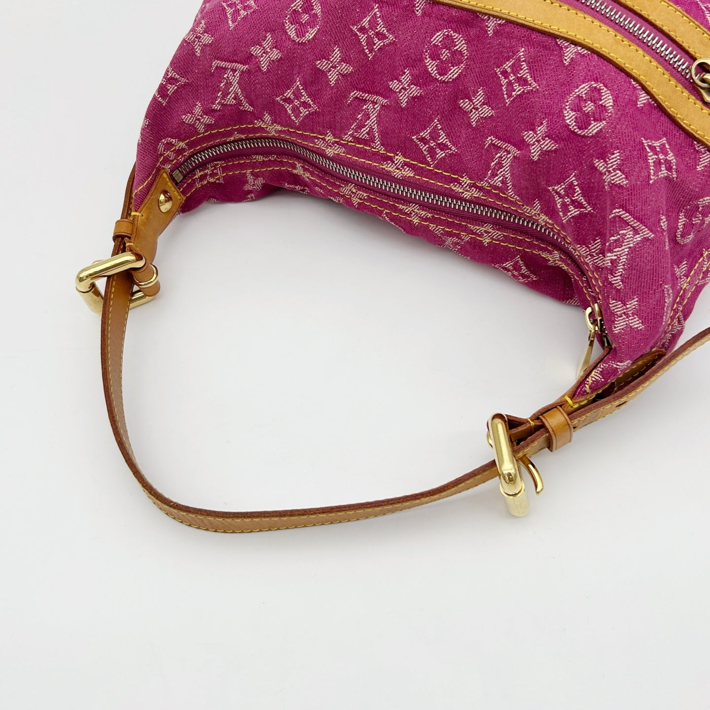 Louis Vuitton Fuchsia Pink Monogram Denim Baggy Shoulder Bag [Used]