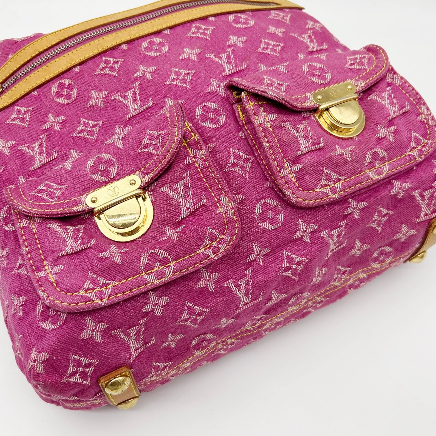 Louis Vuitton Fuchsia Pink Monogram Denim Baggy Shoulder Bag [Used]