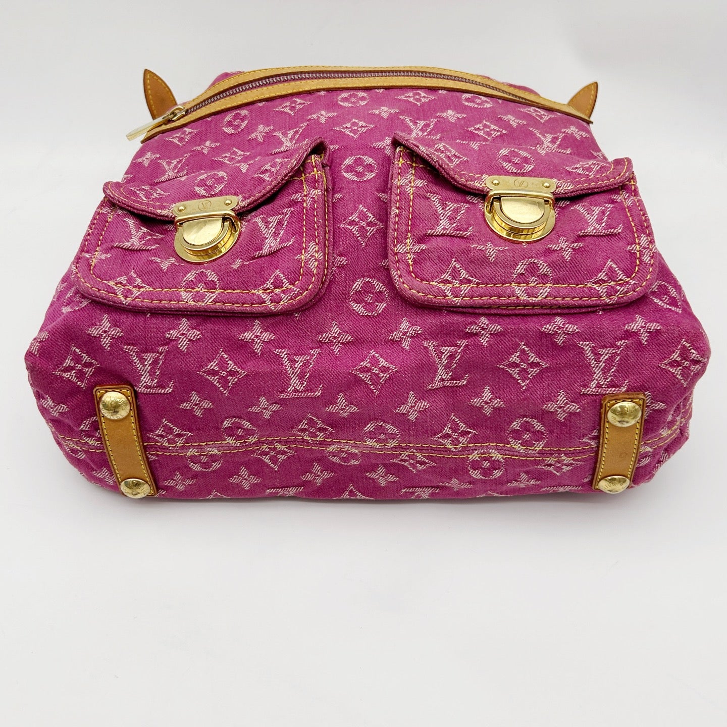 Louis Vuitton Fuchsia Pink Monogram Denim Baggy Shoulder Bag [Used]