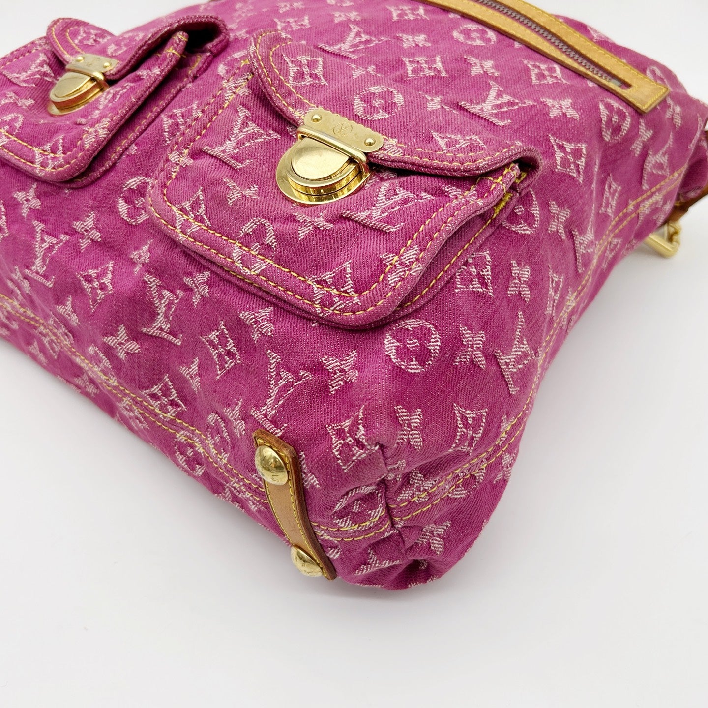 Louis Vuitton Fuchsia Pink Monogram Denim Baggy Shoulder Bag [Used]