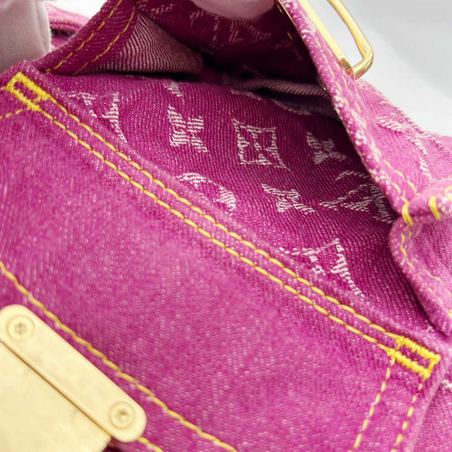Louis Vuitton Fuchsia Pink Monogram Denim Baggy Shoulder Bag [Used]