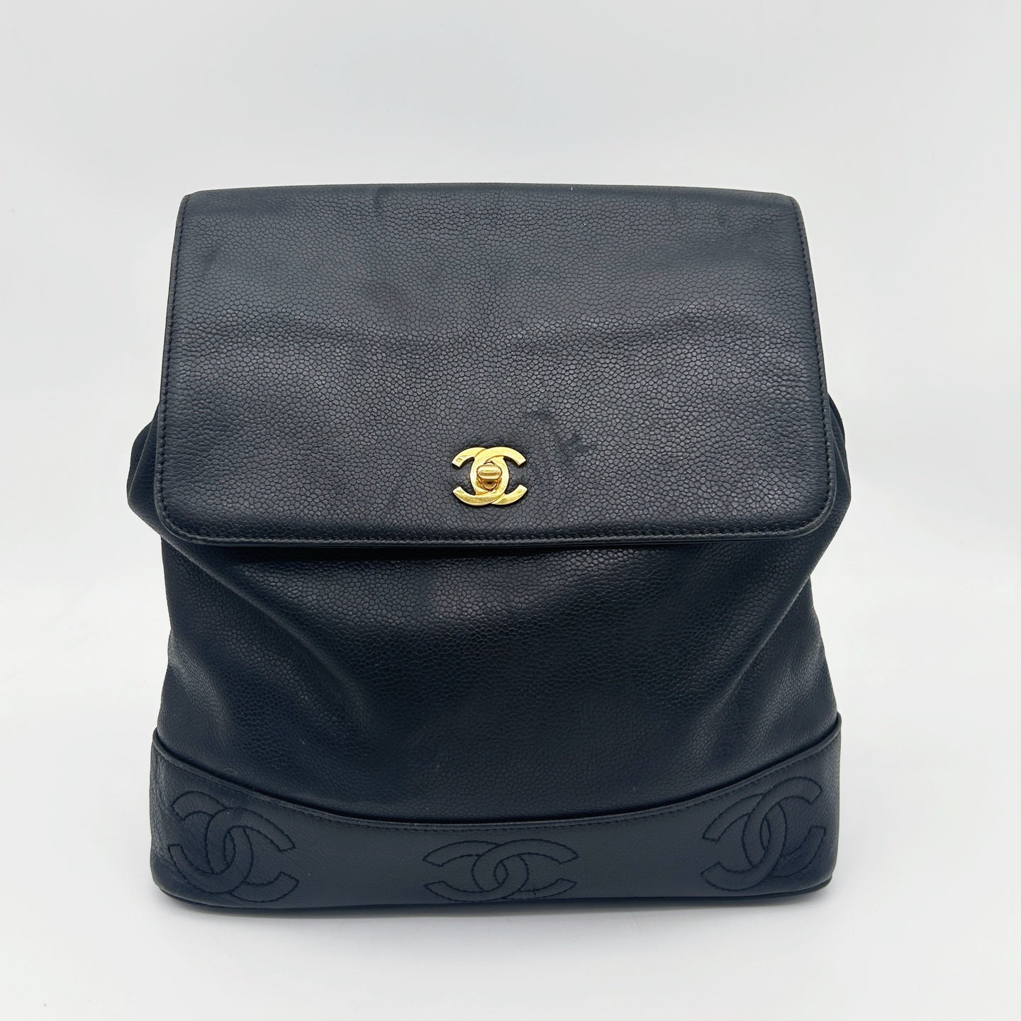 Chanel Black Calfskin CC Logo Backpack [Used]