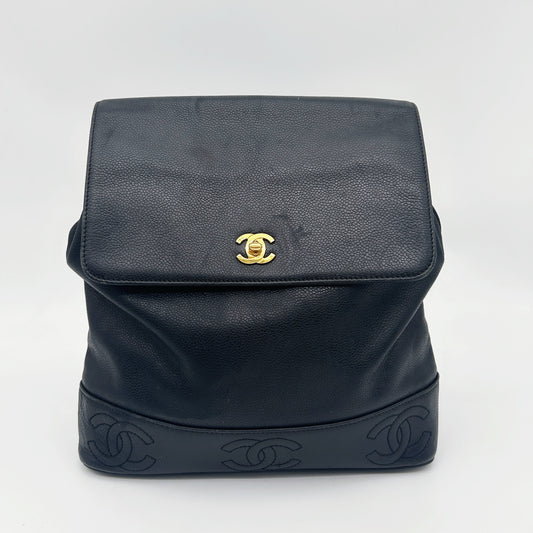 Chanel Black Calfskin CC Logo Backpack [Used]
